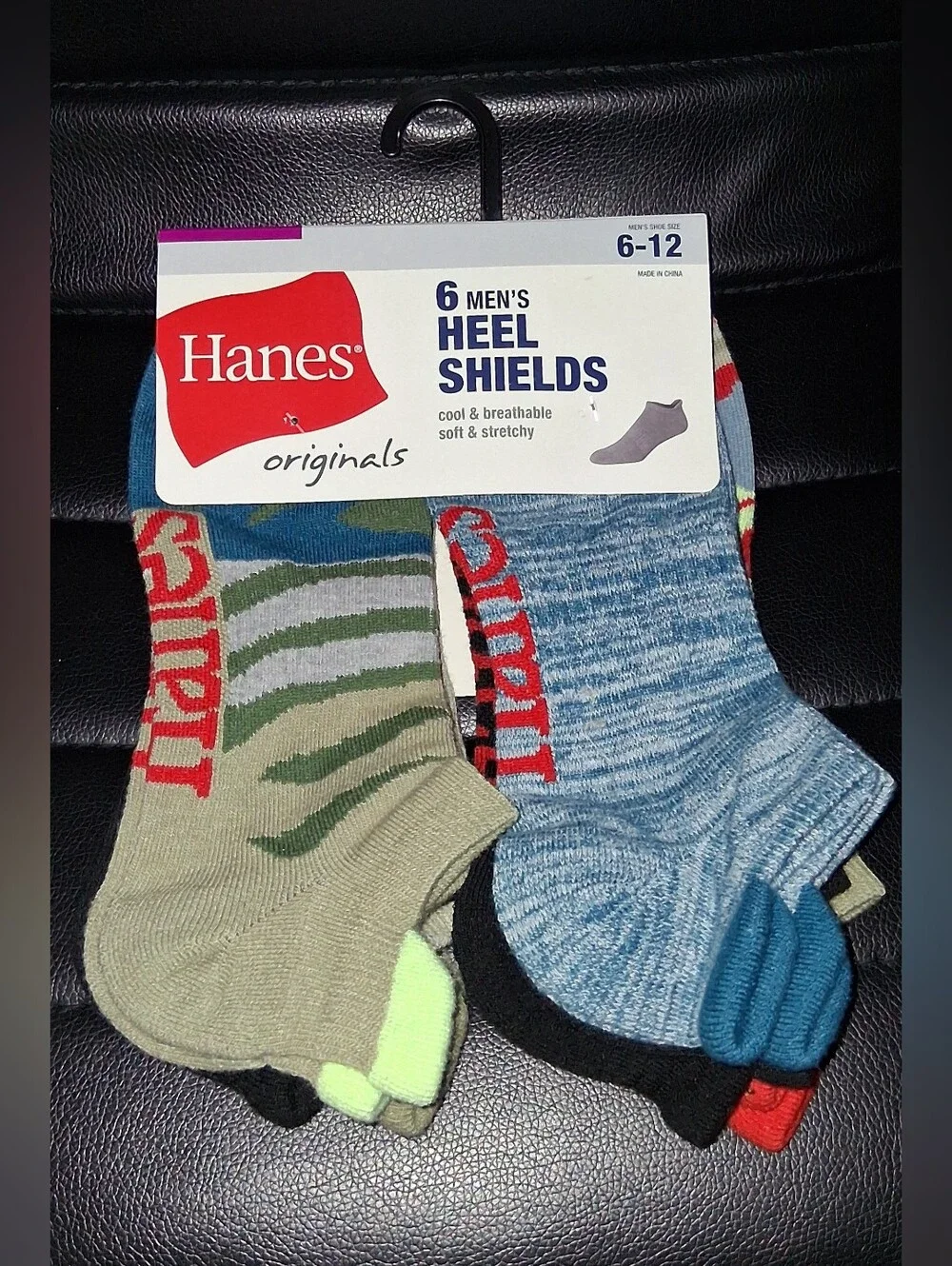 Hanes Originals Men's Heel Shield Socks, Moisture Wicking, 6-Pairs Nephrite Gree